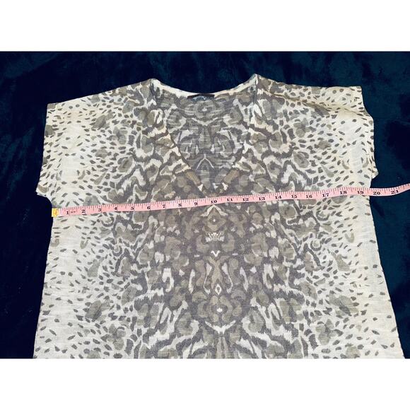 VINTAGE CULLEN GRAY LEOPARD ANIMAL PRINT DRAPEY VISCOSE TEE - Picture 3 of 5